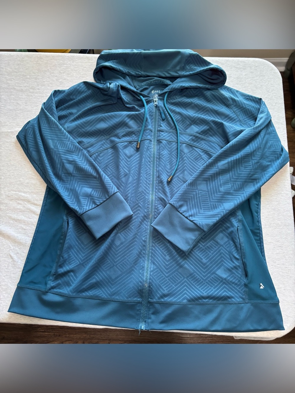 Casual Zip Hoodie Sweatshirt in Teal with Hood